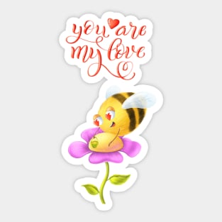 Bee and flower Sticker